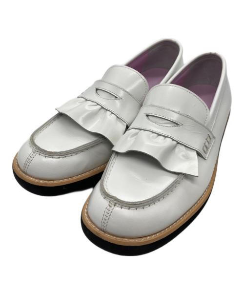 COMME des GARCONS tricot（コムデギャルソントリコ）COMME des GARCONS tricot (コムデギャルソントリコ) シャーリングフリルローファー ホワイト サイズ:22.5の古着・服飾アイテム