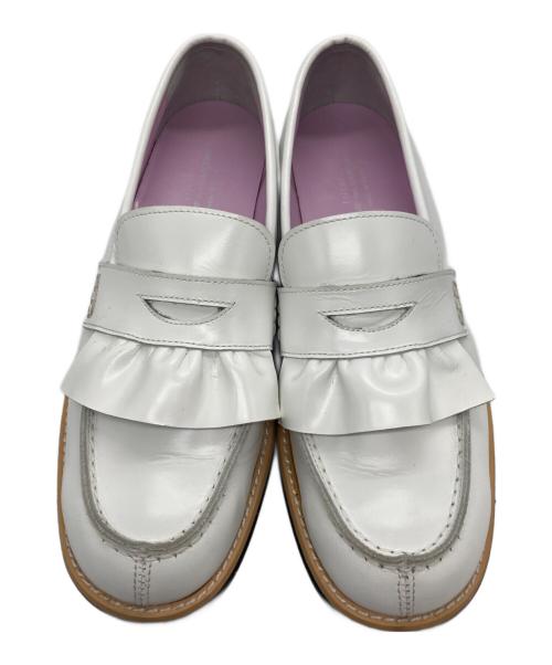 COMME des GARCONS tricot（コムデギャルソントリコ）COMME des GARCONS tricot (コムデギャルソントリコ) シャーリングフリルローファー ホワイト サイズ:22.5の古着・服飾アイテム