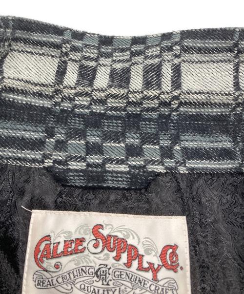 CALEE（キャリー）CALEE (キャリー) O/S DOBBY CHECK HARRINGTON TYPE JACKET ブラック サイズ:XLの古着・服飾アイテム
