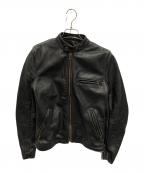 VANSONバンソン）の古着「シングルライダースジャケット」｜ブラック