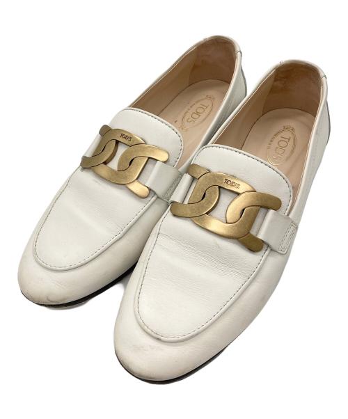 TOD'S（トッズ）TOD'S (トッズ) ケイトレザーローファー ホワイト サイズ:SIZE 37の古着・服飾アイテム