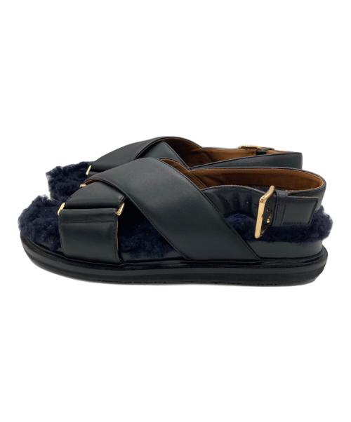 MARNI（マルニ）MARNI (マルニ) ファーフラットサンダル ブラック サイズ:SIZE 39の古着・服飾アイテム