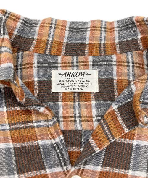 ARROW（アロー）ARROW (アロー) 【古着】チェックオープンカラーシャツ ブラウン サイズ:14 1/2の古着・服飾アイテム