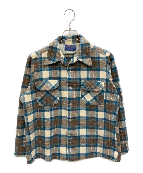 PENDLETON（ペンドルトン）PENDLETON (ペンドルトン) 【古着】オープンカラーボードシャツイ ブルー×アイボリー サイズ:Ｌの古着・服飾アイテム