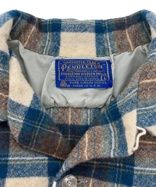 PENDLETON（ペンドルトン）PENDLETON (ペンドルトン) 【古着】オープンカラーボードシャツイ ブルー×アイボリー サイズ:Ｌの古着・服飾アイテム
