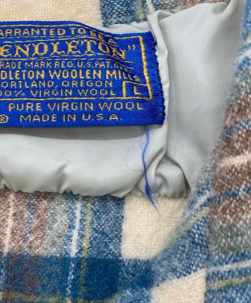 PENDLETON（ペンドルトン）PENDLETON (ペンドルトン) 【古着】オープンカラーボードシャツイ ブルー×アイボリー サイズ:Ｌの古着・服飾アイテム