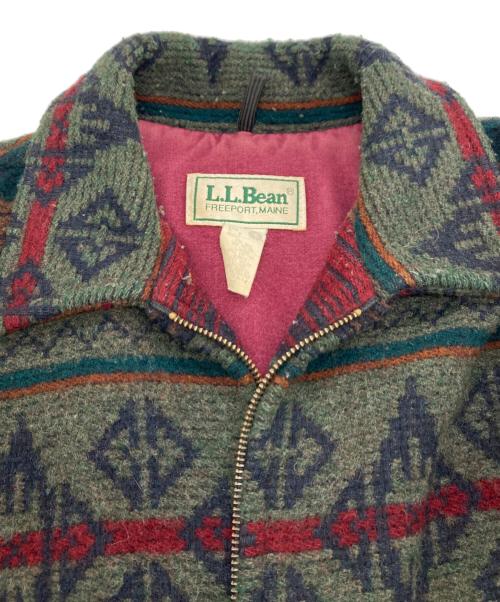 L.L.Bean（エルエルビーン）L.L.Bean (エルエルビーン) ネイティブ柄ラグジャケット オリーブ×レッド サイズ:Mの古着・服飾アイテム