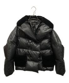 COMME des GARCONS tricot（コムデギャルソントリコ）の古着「ベロア切替ダウンジャケット」｜ブラック