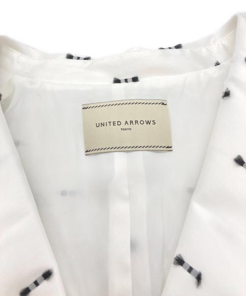 UNITED ARROWS（ユナイテッドアローズ）UNITED ARROWS (ユナイテッドアローズ) リボン カットジャカード コート ホワイト サイズ:36の古着・服飾アイテム