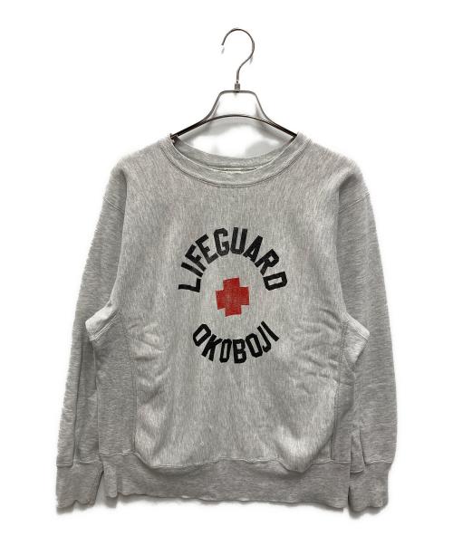 Champion REVERSE WEAVE（チャンピオン リバース ウィーブ）Champion REVERSE WEAVE (チャンピオン リバース ウィーブ) 三段プリント スウェット グレー サイズ:Lの古着・服飾アイテム
