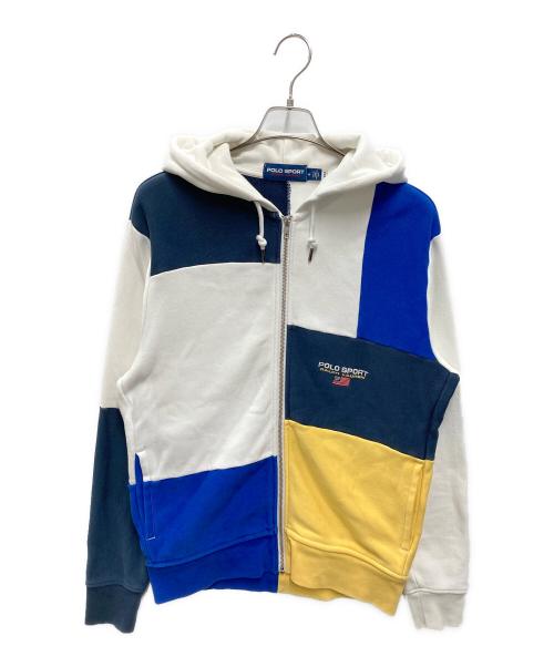 POLO SPORT（ポロスポーツ）POLO SPORT (ポロスポーツ) パッチワークジップパーカー ホワイト×ブルー サイズ:Mの古着・服飾アイテム