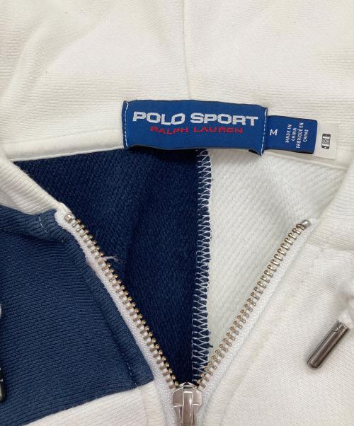 POLO SPORT（ポロスポーツ）POLO SPORT (ポロスポーツ) パッチワークジップパーカー ホワイト×ブルー サイズ:Mの古着・服飾アイテム