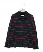 MEYAMEメヤメ）の古着「BORDER COTTON KNIT CARDIGAN」｜ブラック
