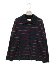 MEYAME（メヤメ）の古着「BORDER COTTON KNIT CARDIGAN」｜ブラック