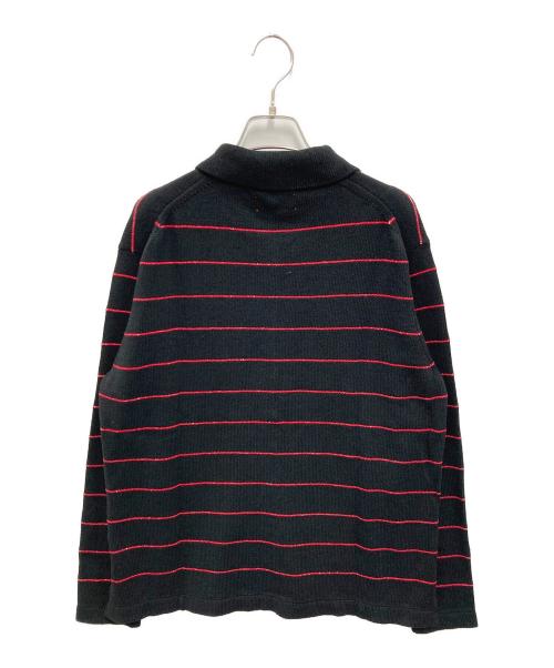 MEYAME（メヤメ）MEYAME (メヤメ) BORDER COTTON KNIT CARDIGAN ブラック サイズ:FREEの古着・服飾アイテム