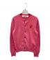 PLAY COMME des GARCONS（プレイコムデギャルソン）の古着「Round Neck Cardigan With Red Layered Emblem」｜ピンク