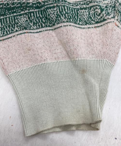 SOSHIOTSUKI（ソウシ オオツキ）SOSHIOTSUKI (ソウシ オオツキ) 100YEN KNIT総柄薄手ニット ベージュ サイズ:46の古着・服飾アイテム