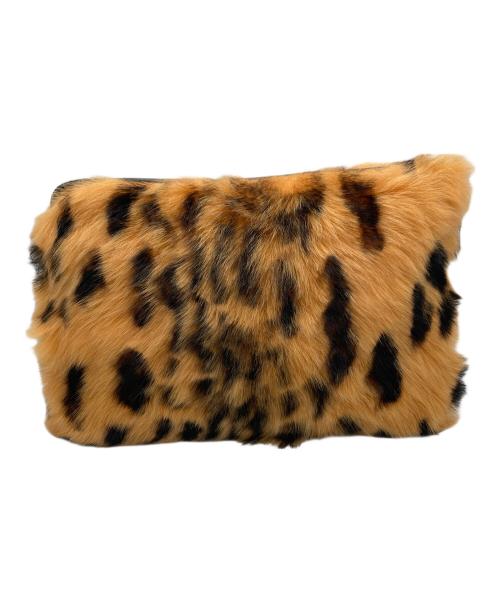 CELINE（セリーヌ）CELINE (セリーヌ) Leopard Print Shearling Soho Clutch Pouch Bag ブラウン×ブラックの古着・服飾アイテム