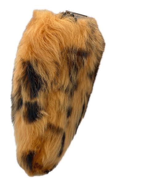 CELINE（セリーヌ）CELINE (セリーヌ) Leopard Print Shearling Soho Clutch Pouch Bag ブラウン×ブラックの古着・服飾アイテム