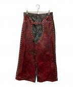 start exceed endスタートエクシードエンド）の古着「Y39 Studded Pants」｜ブラック×レッド