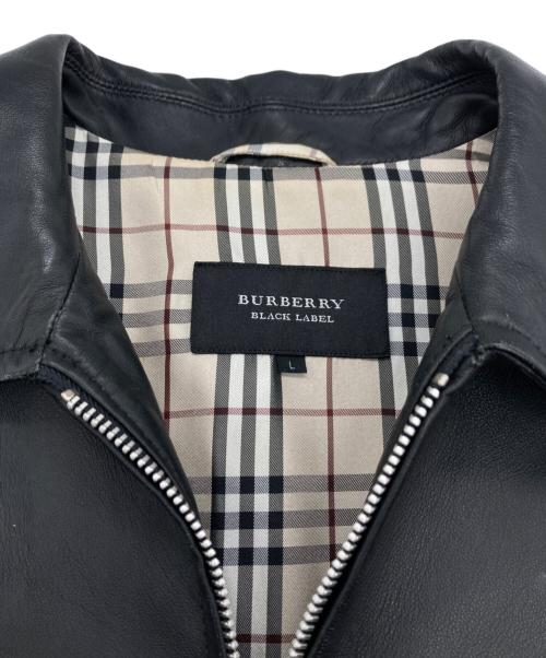 BURBERRY BLACK LABEL（バーバリーブラックレーベル）BURBERRY BLACK LABEL (バーバリーブラックレーベル) ラムレザージャケット ブラック サイズ:Lの古着・服飾アイテム