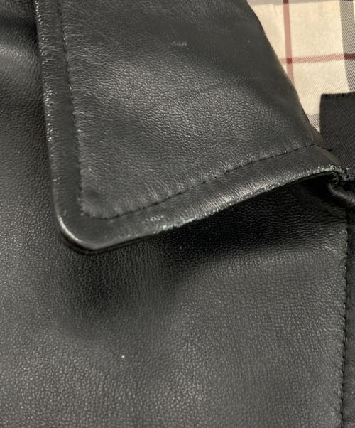 BURBERRY BLACK LABEL（バーバリーブラックレーベル）BURBERRY BLACK LABEL (バーバリーブラックレーベル) ラムレザージャケット ブラック サイズ:Lの古着・服飾アイテム