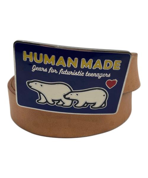 HUMAN MADE（ヒューマンメイド）HUMAN MADE (ヒューマンメイド) SOUVENIR LEATHER BELT ブルー×ブラウンの古着・服飾アイテム