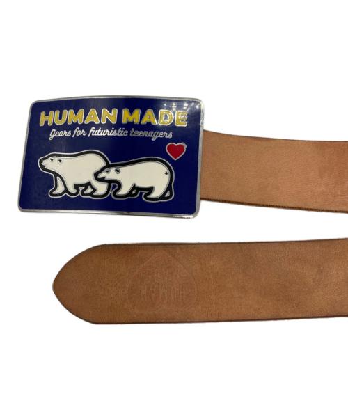 HUMAN MADE（ヒューマンメイド）HUMAN MADE (ヒューマンメイド) SOUVENIR LEATHER BELT ブルー×ブラウンの古着・服飾アイテム