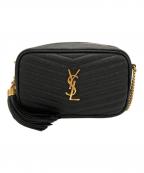 Saint Laurent Parisサンローランパリ）の古着「ルー・シェブロン レザー カメラ クロスボディバッグ」｜ブラック