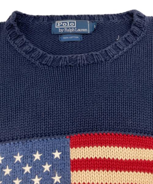 POLO RALPH LAUREN（ポロ・ラルフローレン）POLO RALPH LAUREN (ポロ・ラルフローレン) 星条旗 コットンニット ネイビー サイズ:Lの古着・服飾アイテム
