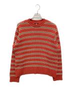 stussyステューシー）の古着「CHUNKY COTTON STRIPE SWEATER」｜レッド