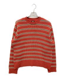 stussy（ステューシー）の古着「CHUNKY COTTON STRIPE SWEATER」｜レッド