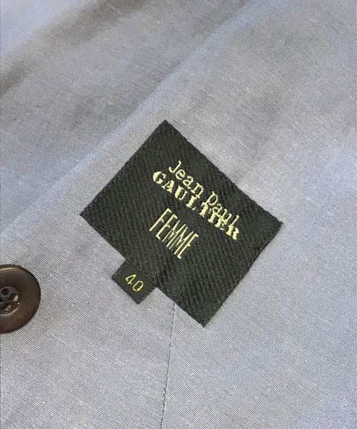 Jean Paul Gaultier FEMME（ジャンポールゴルチエ フェム）Jean Paul Gaultier FEMME (ジャンポールゴルチェフェム) レーヨンリネンテーラードジャケット グレー サイズ:40の古着・服飾アイテム