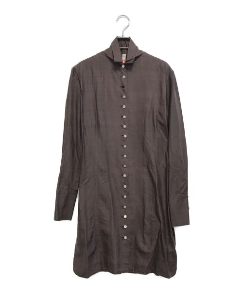 CHRISTOPHE LEMAIRE（クリストフ ルメール）CHRISTOPHE LEMAIRE (クリストフ ルメール) デザインシルクシャツワンピース ブラウン サイズ:Mの古着・服飾アイテム