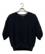 DRAWERドゥロワー）の古着「スレッドパターンバックリボンニット」｜ブラック