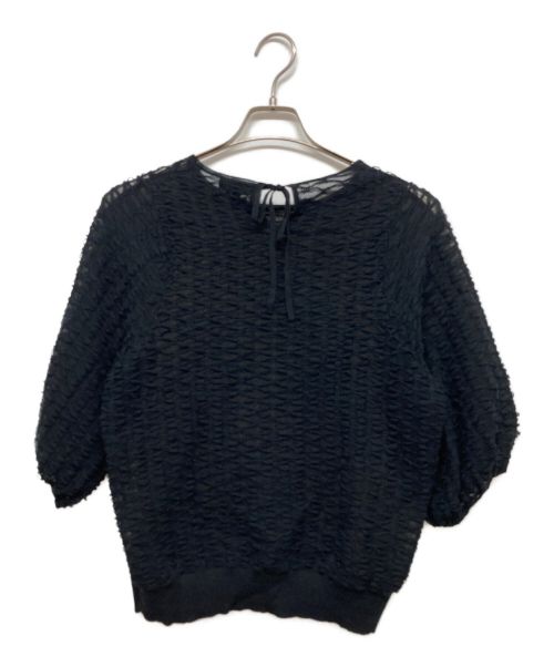 DRAWER（ドゥロワー）DRAWER (ドゥロワー) スレッドパターンバックリボンニット ブラック サイズ:1の古着・服飾アイテム