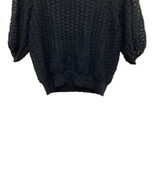 DRAWER（ドゥロワー）DRAWER (ドゥロワー) スレッドパターンバックリボンニット ブラック サイズ:1の古着・服飾アイテム