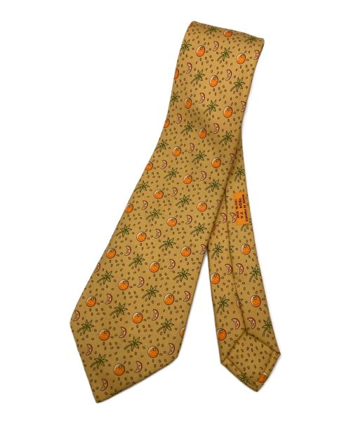 HERMES（エルメス）HERMES (エルメス) ﾌﾙｰﾂ柄ネクタイ イエロー サイズ:記載なしの古着・服飾アイテム