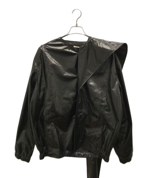 T/SEHNE（ティー セーヌ）T/SEHNE (ティー セーヌ) PLEATED SHAWL BOMBER JACET ブラック サイズ:46の古着・服飾アイテム