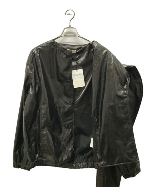 T/SEHNE（ティー セーヌ）T/SEHNE (ティー セーヌ) PLEATED SHAWL BOMBER JACET ブラック サイズ:46の古着・服飾アイテム