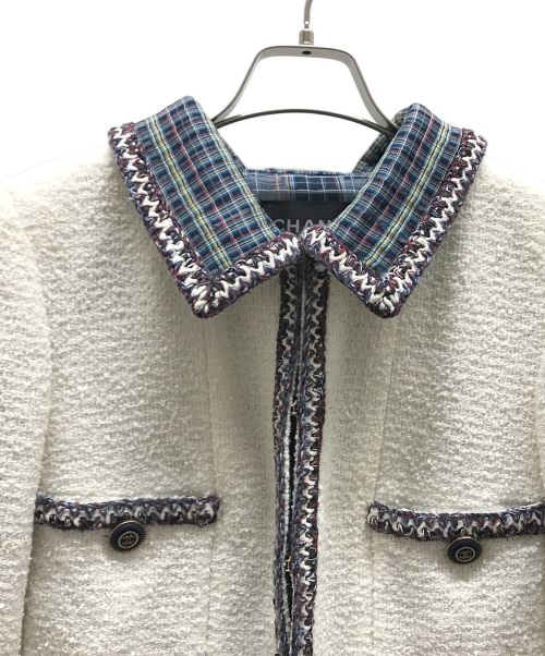 CHANEL（シャネル）CHANEL (シャネル) ココ釦ツイードジャケット ホワイト サイズ:34の古着・服飾アイテム