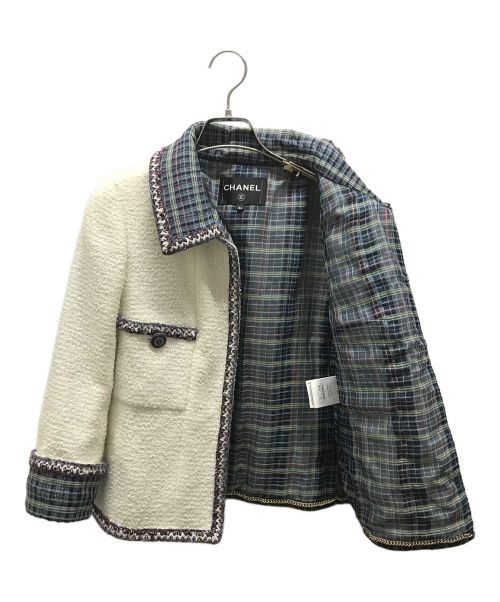 CHANEL（シャネル）CHANEL (シャネル) ココ釦ツイードジャケット ホワイト サイズ:34の古着・服飾アイテム