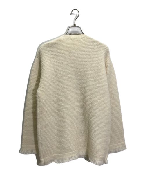 E by eclat（イーバイエクラ）E by eclat (イーバイエクラ) ツイード風ニットジャケット アイボリー サイズ:38の古着・服飾アイテム