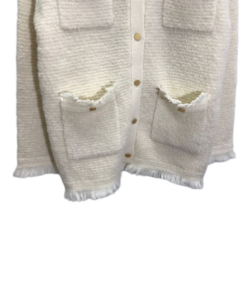 E by eclat（イーバイエクラ）E by eclat (イーバイエクラ) ツイード風ニットジャケット アイボリー サイズ:38の古着・服飾アイテム