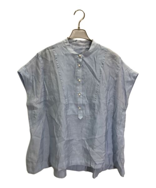 BEARDSLEY（ビアズリー）BEARDSLEY (ビアズリー) パール釦フレンチブラウス スカイブルー サイズ:Fの古着・服飾アイテム