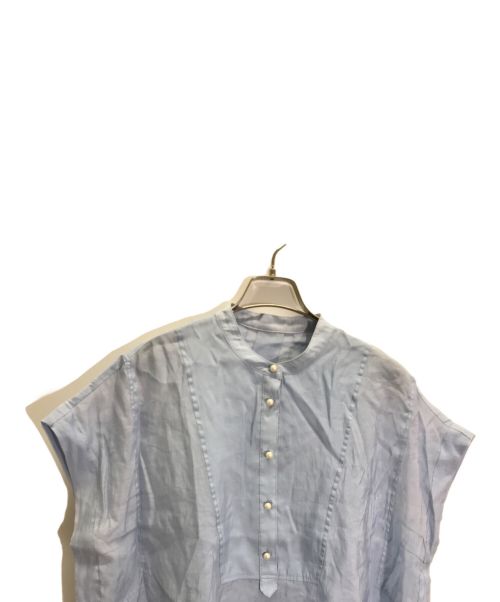 BEARDSLEY（ビアズリー）BEARDSLEY (ビアズリー) パール釦フレンチブラウス スカイブルー サイズ:Fの古着・服飾アイテム