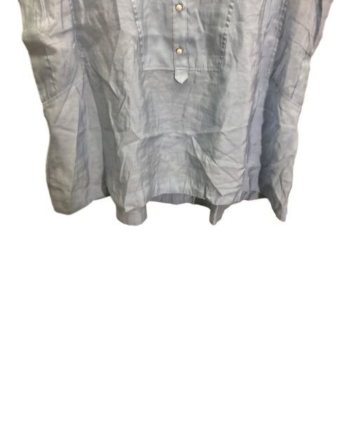 BEARDSLEY（ビアズリー）BEARDSLEY (ビアズリー) パール釦フレンチブラウス スカイブルー サイズ:Fの古着・服飾アイテム