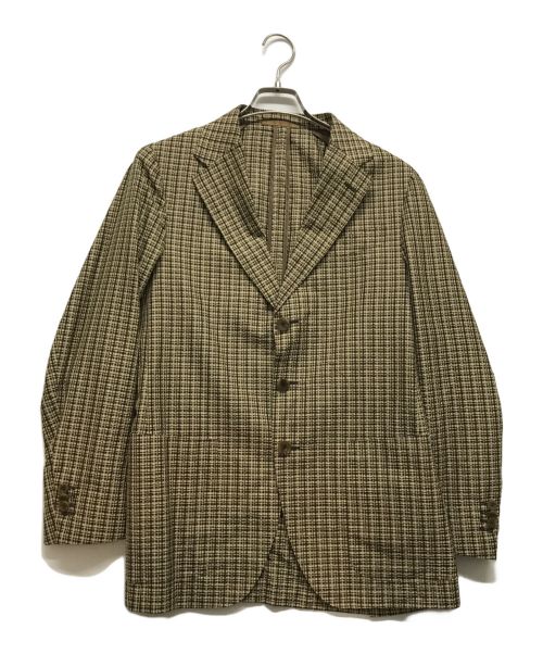 TOMORROW LAND（トゥモローランド）TOMORROW LAND (トゥモローランド) CARUSO (カルーゾ) シルクサッカー シングルブレステッド3Bスーツ ベージュ サイズ:46の古着・服飾アイテム