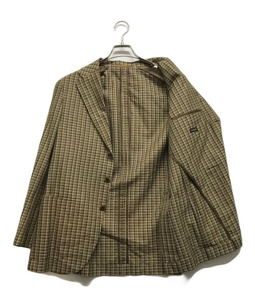 TOMORROW LAND（トゥモローランド）TOMORROW LAND (トゥモローランド) CARUSO (カルーゾ) シルクサッカー シングルブレステッド3Bスーツ ベージュ サイズ:46の古着・服飾アイテム