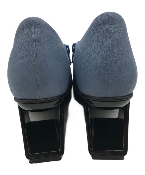 MANA（マナ）MANA (マナ) スクエア・メタルヒールブーティ ブルー サイズ:24.5の古着・服飾アイテム